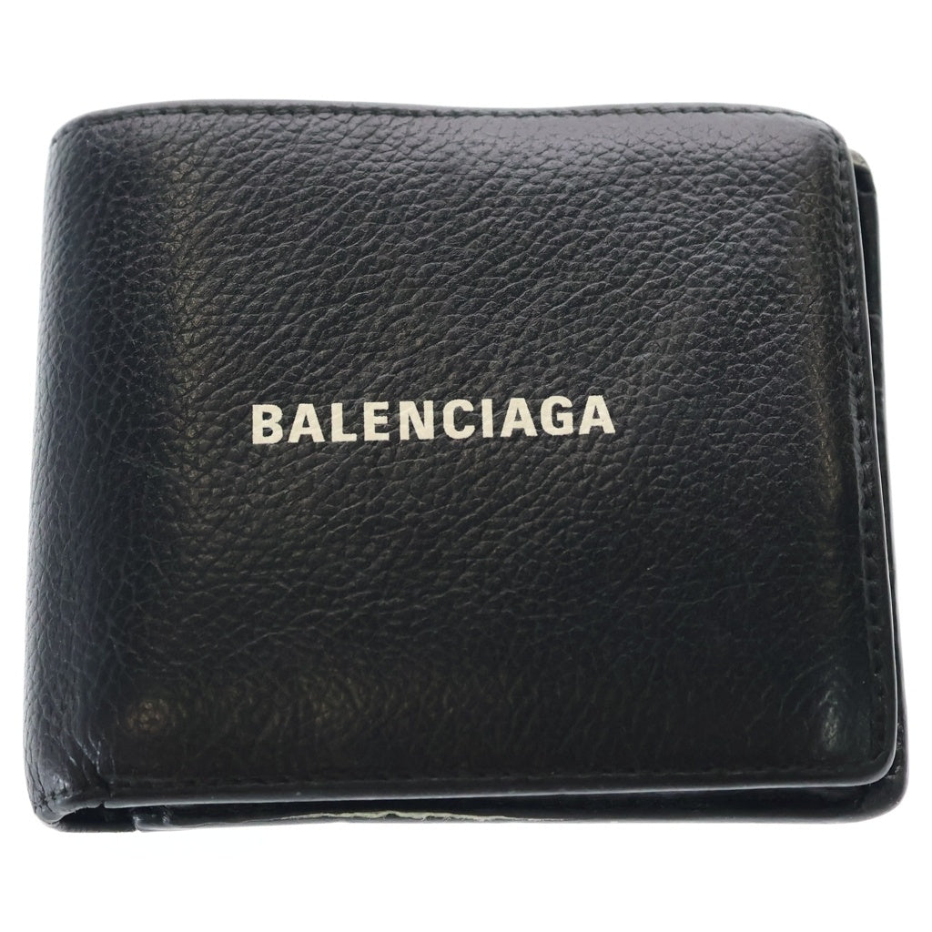 専用BALENCIAGA ブラックレザー 財布 バレンシアガ BALENCIAGA(バレンシアガ) Cash Square Folded Coin ロゴプリント
