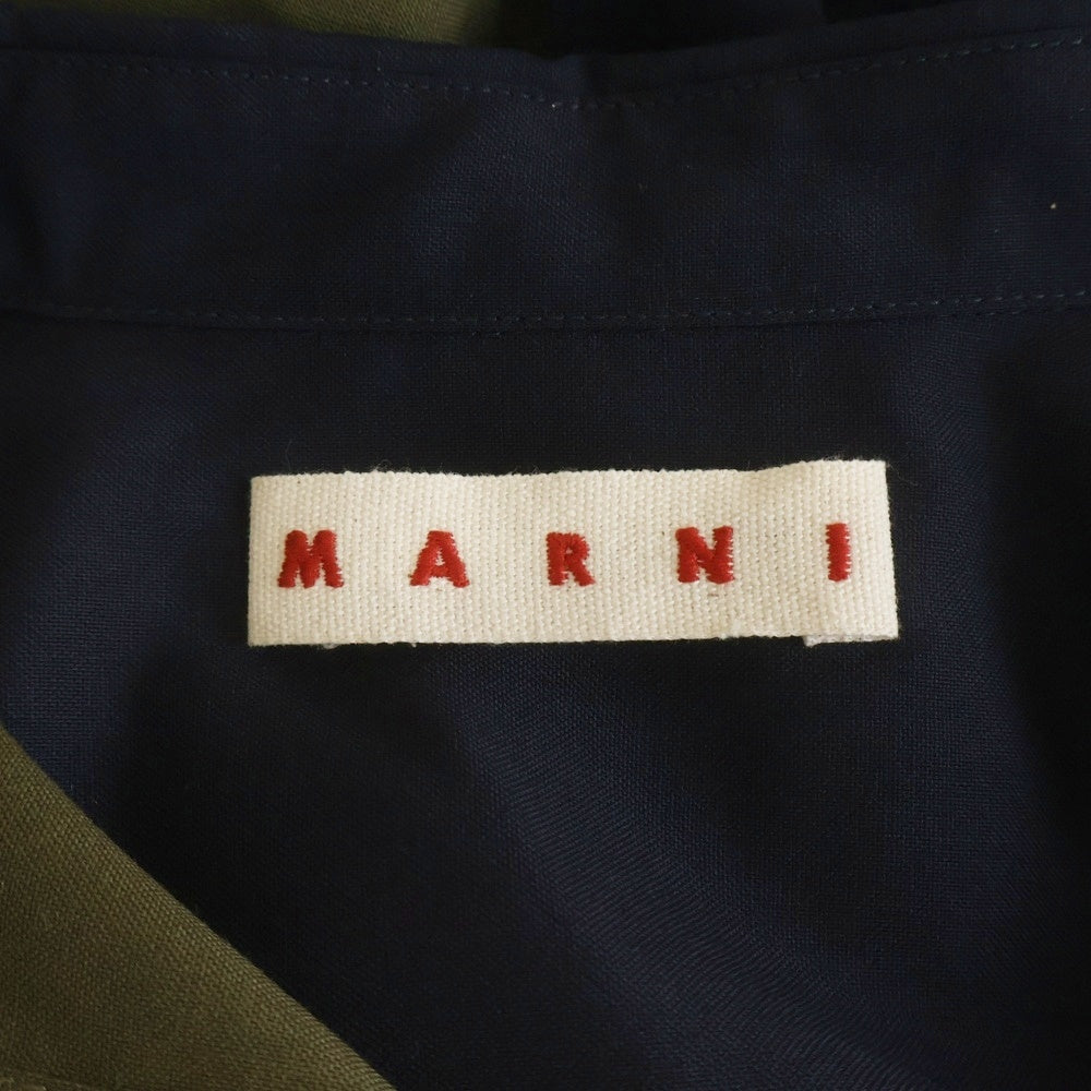 MARNI(マルニ) TROPICAL WOOL SHIRT CUMU0278QS TW839 トロピカル ウール バイカラー 長袖シャツ カーキ/ネイビー