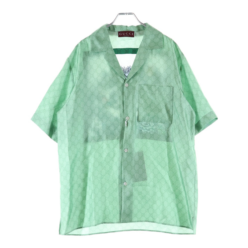GUCCI(グッチ) Higuchi Yuko Silk Twill Shirt 日本限定 ヒグチユウコ 半袖シルクシャツ グリーン 864048 ZAUTR