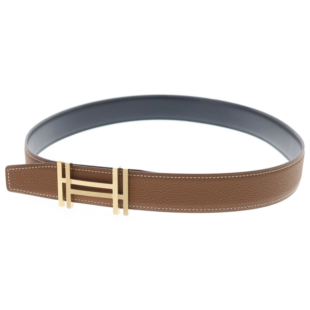 HERMES(エルメス) H オ カレ ゴールドロゴバックル リバーシブルレザーベルト ブラック/ブラウン K刻印