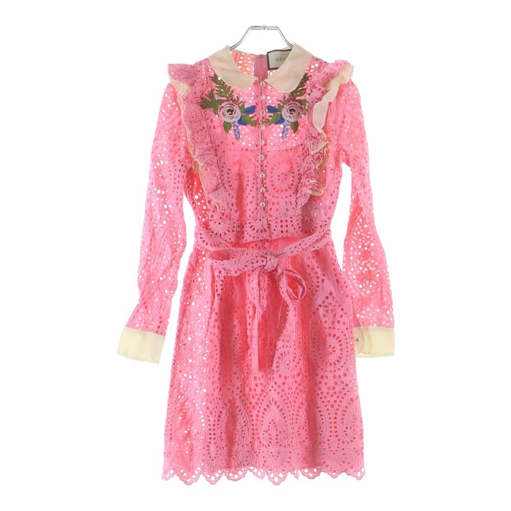 GUCCI(グッチ) Silk One Peace パールボダン シルク レースワンピース ピンク レディース 454007 ZIZ97