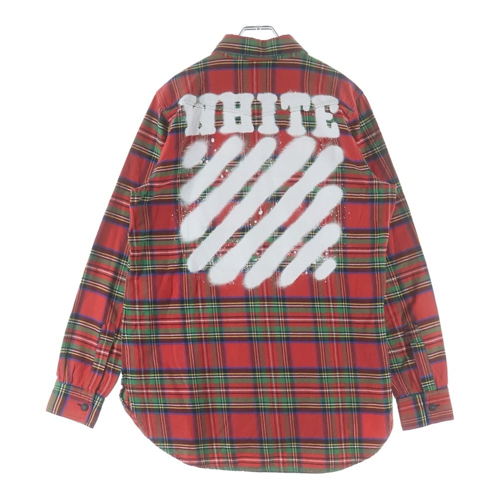 OFF-WHITE(オフホワイト) 17SS Spray Check Shirt スプレーロゴ 長袖チェックシャツ レッド