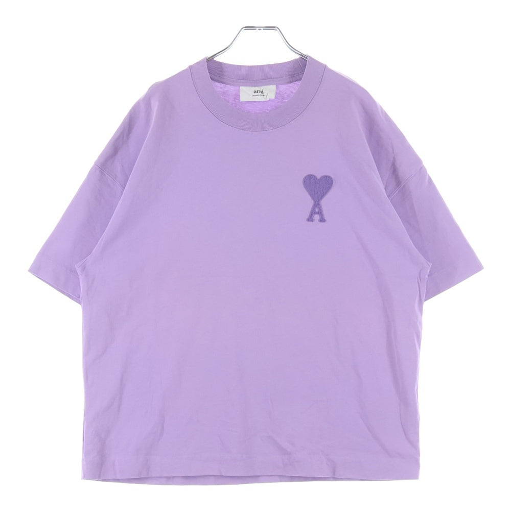 AMI Alexandre Mattiussi(アミアレクサンドルマテュッシ) T-Shirt ハートロゴ刺繍 半袖Tシャツ パープル E21FJ128.726