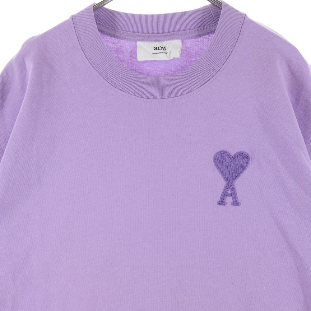 AMI Alexandre Mattiussi(アミアレクサンドルマテュッシ) T-Shirt ハートロゴ刺繍 半袖Tシャツ パープル E21FJ128.726