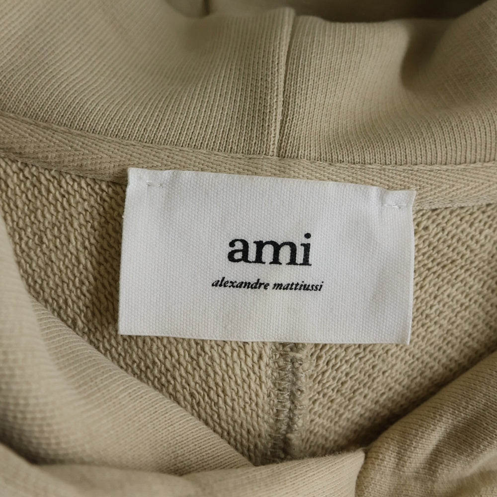 AMI Alexandre Mattiussi(アミアレクサンドルマテュッシ) Hoodie ハートロゴ刺繍 プルオーバースウェットパーカー フーディー ベージュ E22USW202.747