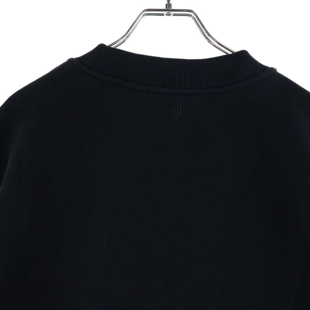 AMI Alexandre Mattiussi(アミアレクサンドルマテュッシ) Tiger Swaetshirt タイガーハートロゴ刺繍 クルーネックスウェットトレーナー ブラック E22UDW009.749