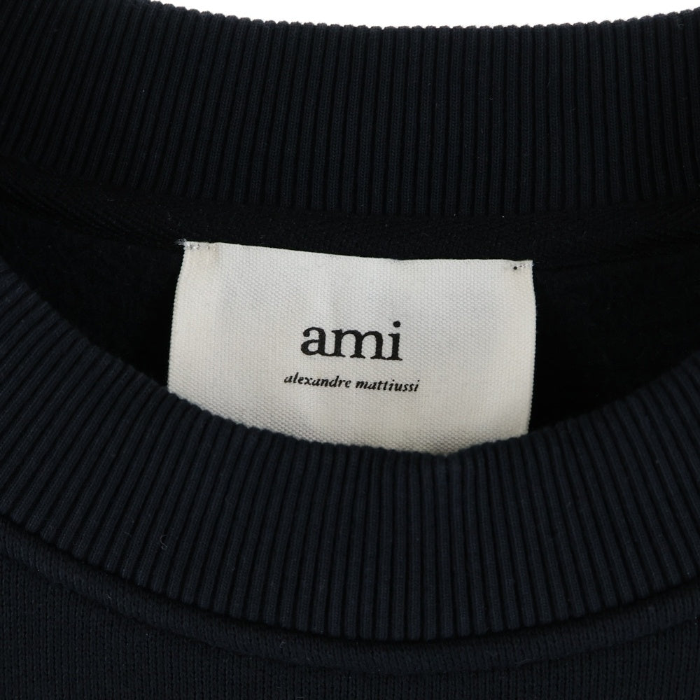 AMI Alexandre Mattiussi(アミアレクサンドルマテュッシ) Tiger Swaetshirt タイガーハートロゴ刺繍 クルーネックスウェットトレーナー ブラック E22UDW009.749