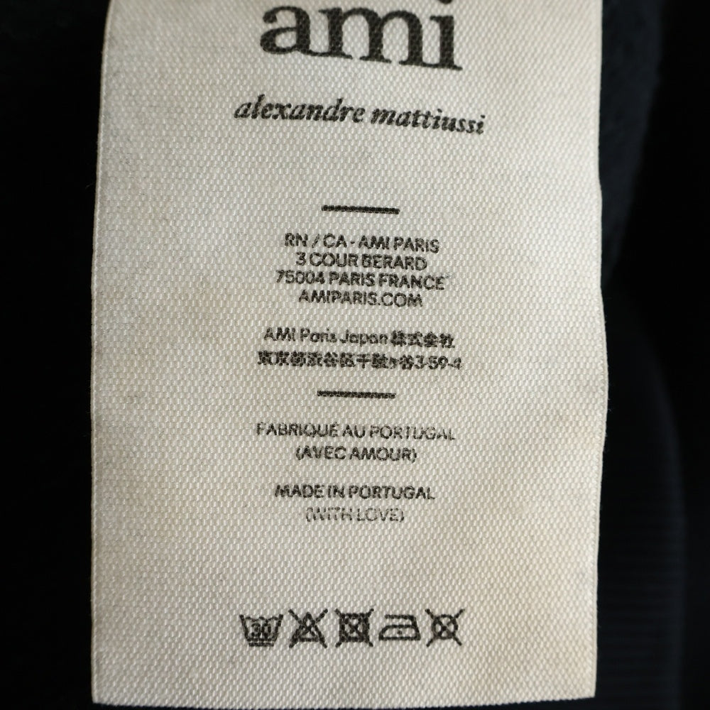 AMI Alexandre Mattiussi(アミアレクサンドルマテュッシ) Tiger Swaetshirt タイガーハートロゴ刺繍 クルーネックスウェットトレーナー ブラック E22UDW009.749