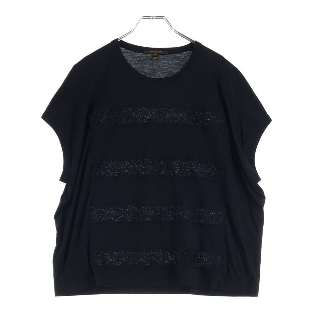 LOUIS VUITTON(ルイヴィトン) 13AW Lace Pattern T-Shirt レース LVロゴ 半袖Tシャツ ブラック レディース RW132W F4TS13VA7