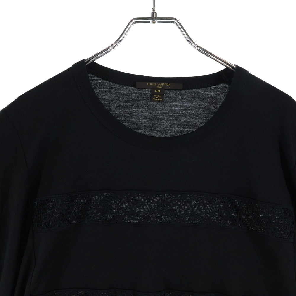 LOUIS VUITTON(ルイヴィトン) 13AW Lace Pattern T-Shirt レース LVロゴ 半袖Tシャツ ブラック レディース RW132W F4TS13VA7