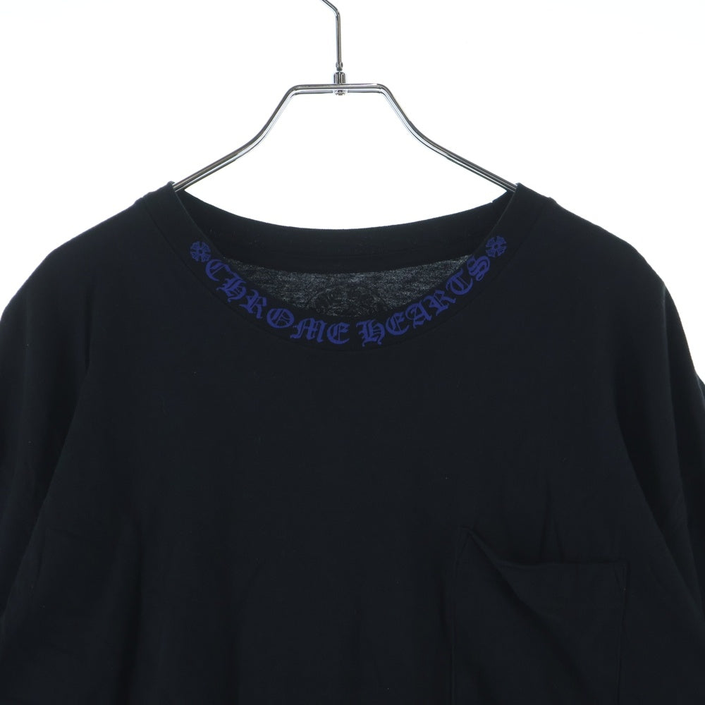 CHROME HEARTS(クロムハーツ) CH L/S T-SHIRT ネックロゴ 長袖Tシャツ ロンT ブラック/ブルー