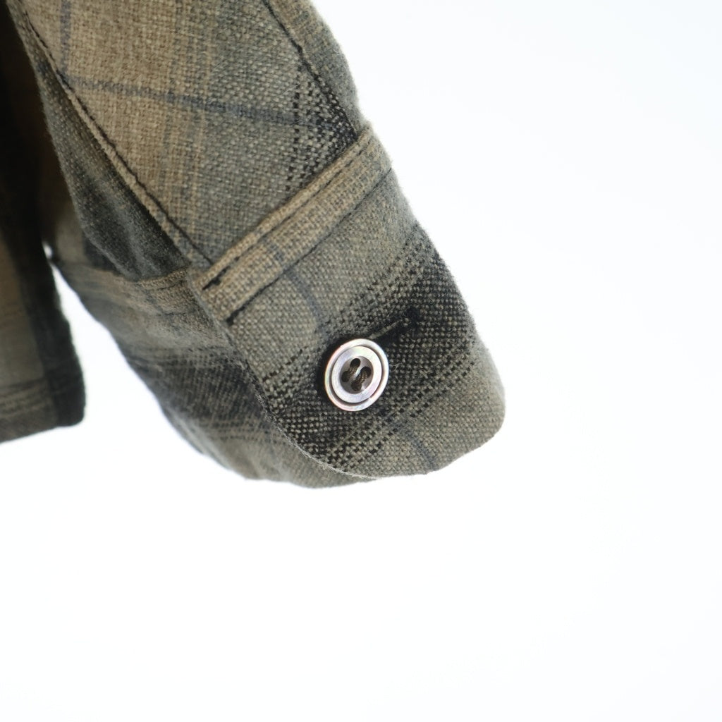 TENDERLOIN(テンダーロイン) 08AW T-WOOL SHIRT オンブレチェック オープンカラー ウール長袖シャツ ベージュ