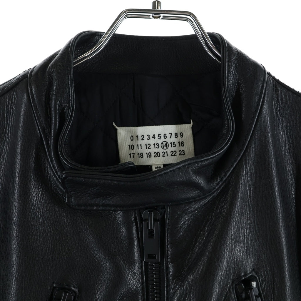 Maison Margiela(メゾンマルジェラ) 15AW 5Zip Leather Jacket ハの字 レザーライダースジャケット ブラック S30AM0313 SX9250