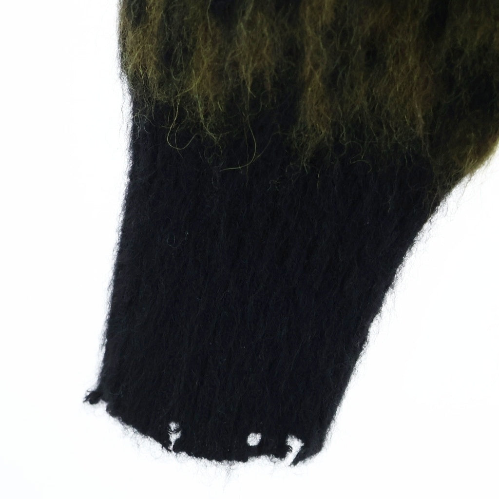 GOLDEN GOOSE DELUXE BRAND(ゴールデングースデラックスブランド) Knit Sweater レオパード ダメージ加工 クルーネックニットセーター カーキ GMP00548