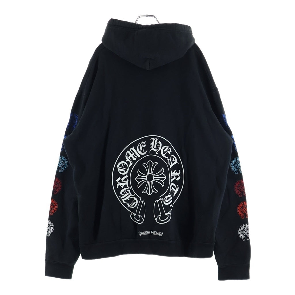 CHROME HEARTS(クロムハーツ) Multicolor Sleeve Logo Horseshoe Pullover Hoodie マルチカラー スリーブホースシューロゴ プルオーバーパーカー フーディー ブラック