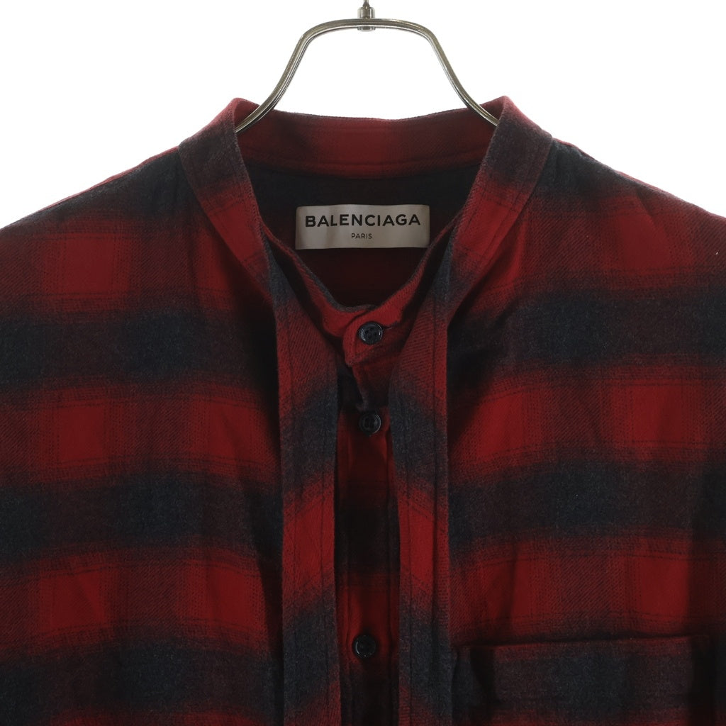 BALENCIAGA(バレンシアガ) Check Shirt バックロゴプリント 長袖チェックシャツ レッド 492513 TXB06