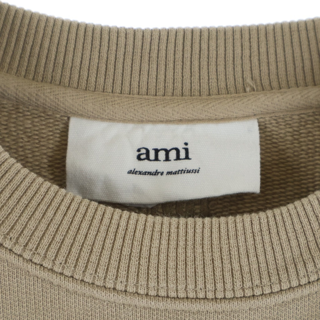 AMI Alexandre Mattiussi(アミアレクサンドルマテュッシ) Sweatshirt ロゴ刺繍 クルーネックスウェットトレーナー ベージュ A21HJ028.747