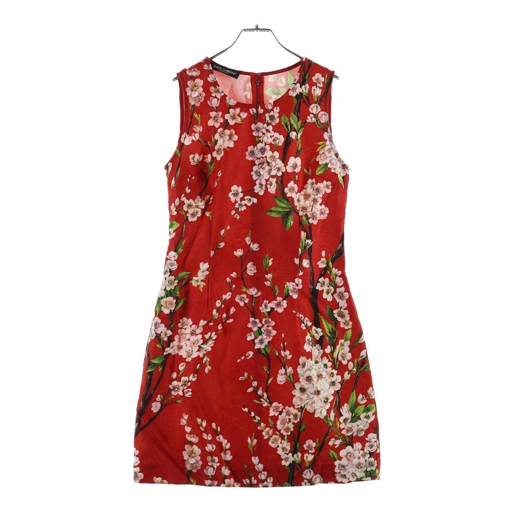 DOLCE & GABBANA(ドルチェアンドガッバーナ) Dress 花柄 ノースリーブワンピース ドレス レッド レディース FTF2TD G8557