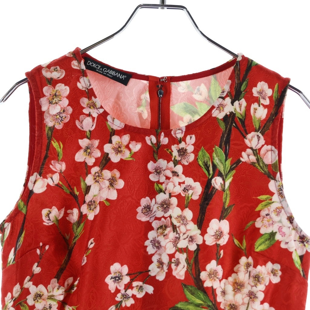 DOLCE & GABBANA(ドルチェアンドガッバーナ) Dress 花柄 ノースリーブワンピース ドレス レッド レディース FTF2TD G8557