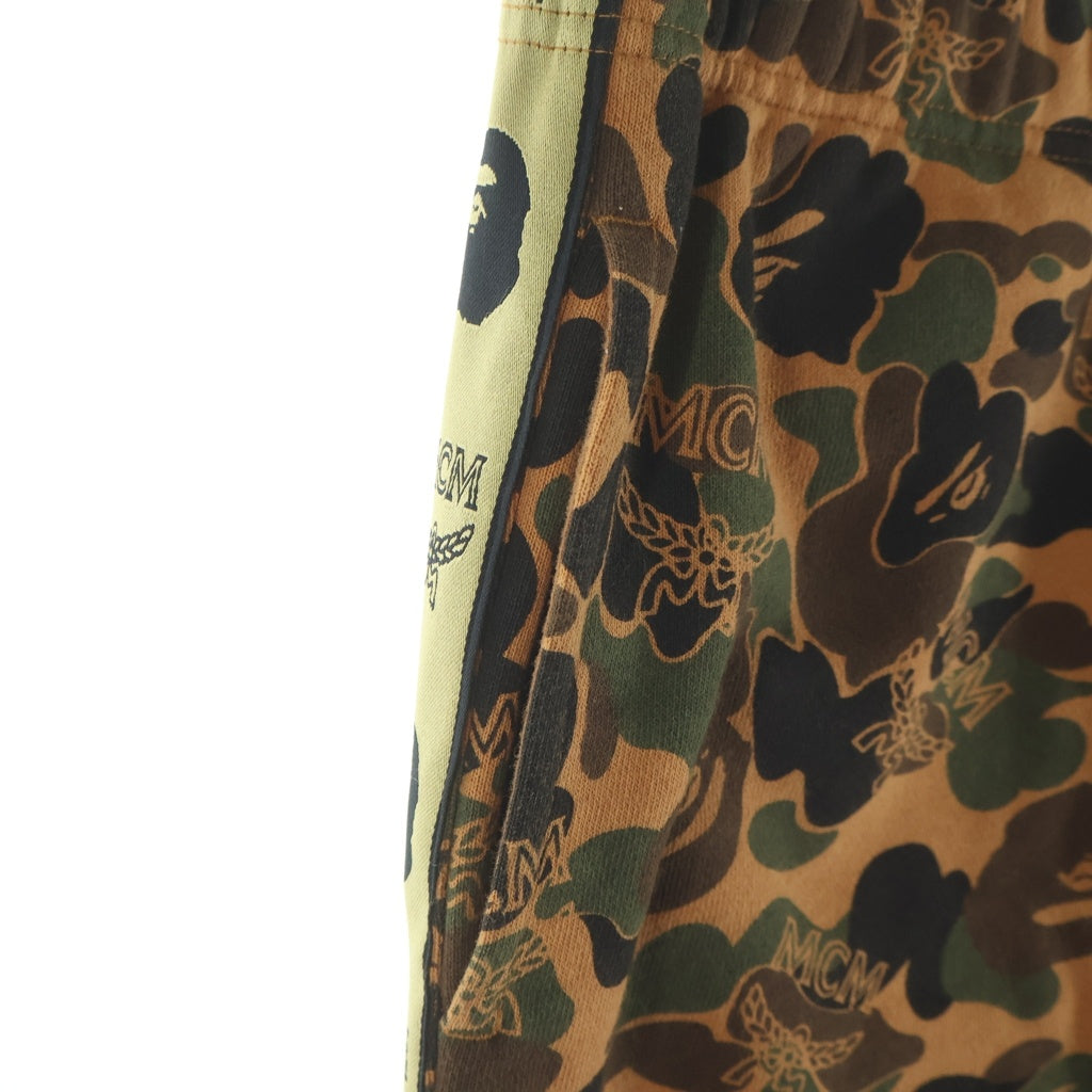 A BATHING APE(アベイシングエイプ) ×MCM カモフラ柄 スウェットパンツ 001PTF732902X ブラウン
