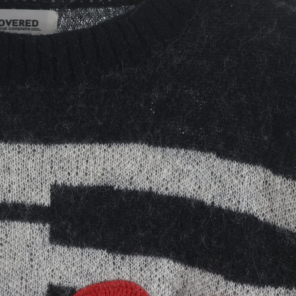 DISCOVERED(ディスカバード) 24AW MOHAIR HEART&BONE KNIT ダメージ加工 ボーン クルーネックニットセーター ブラック DC-AW24-KN-07