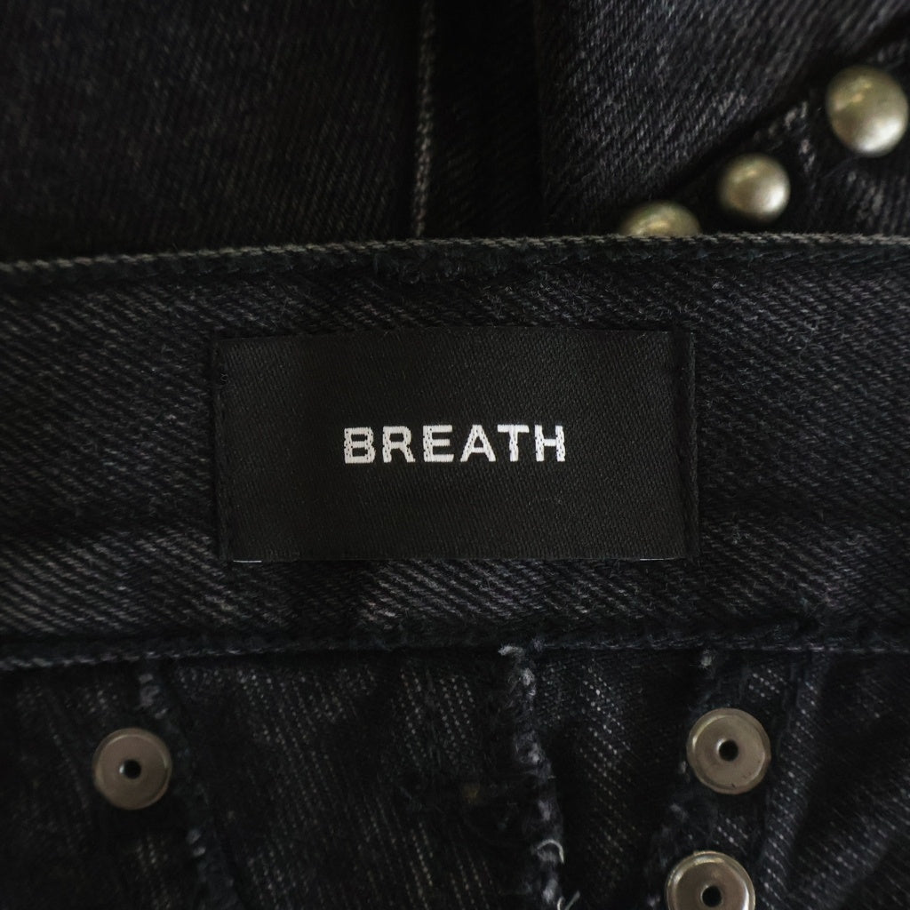 BREATH(ブレス) 25SS Suicide Studs Denim Shorts スタッズ装飾 ダメージ加工 デニムハーフパンツ ショーツ ブラック BR25SS-P1013