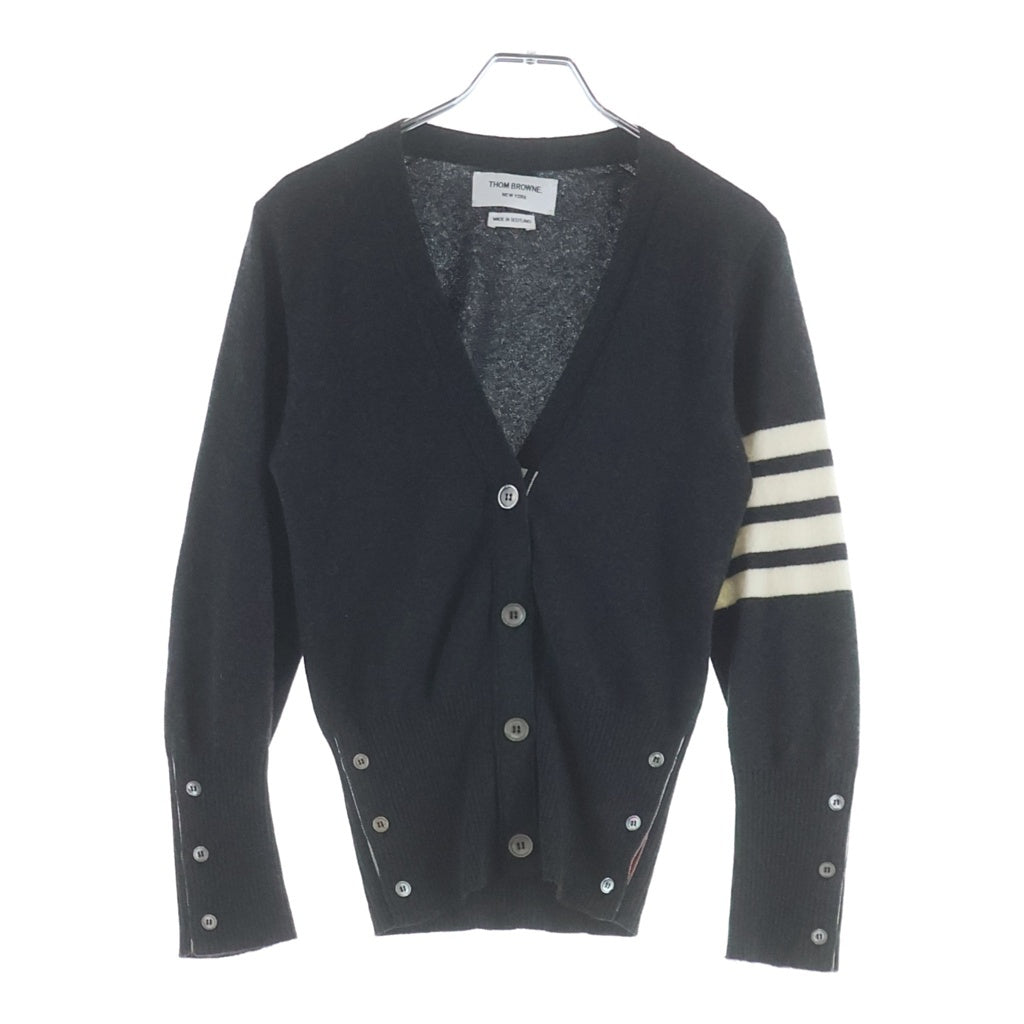 THOM BROWNE(トムブラウン) クラシック カシミヤ 4-BAR Vネック カーディガン レディース FKC001A-00011-025 グレー