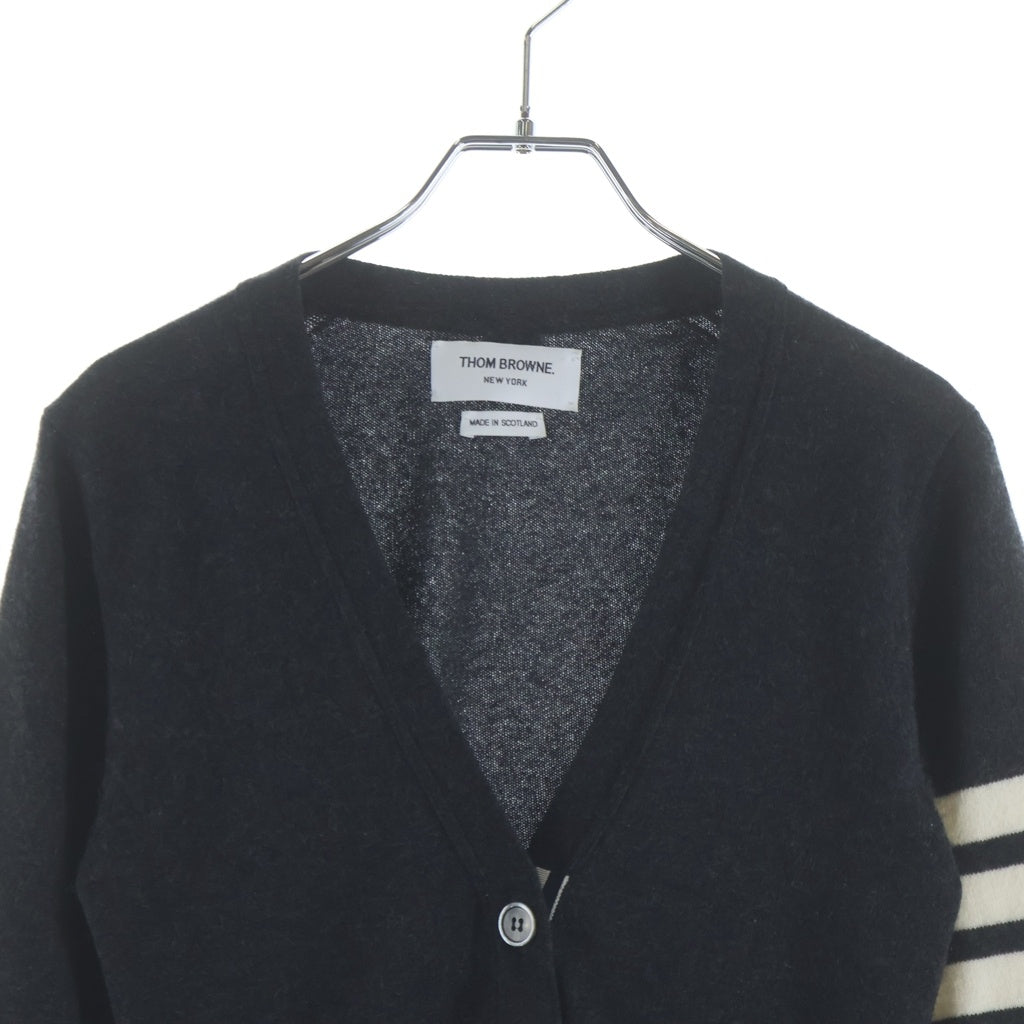 THOM BROWNE(トムブラウン) クラシック カシミヤ 4-BAR Vネック カーディガン レディース FKC001A-00011-025 グレー