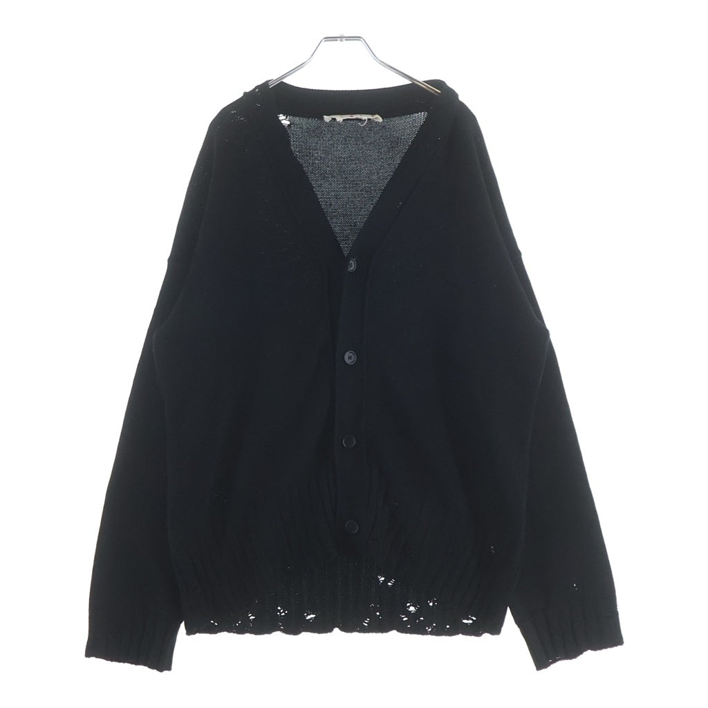 MARNI(マルニ) 25SS ダメージ加工 Vネックコットンカーディガン CDMG0136A0 ブラック