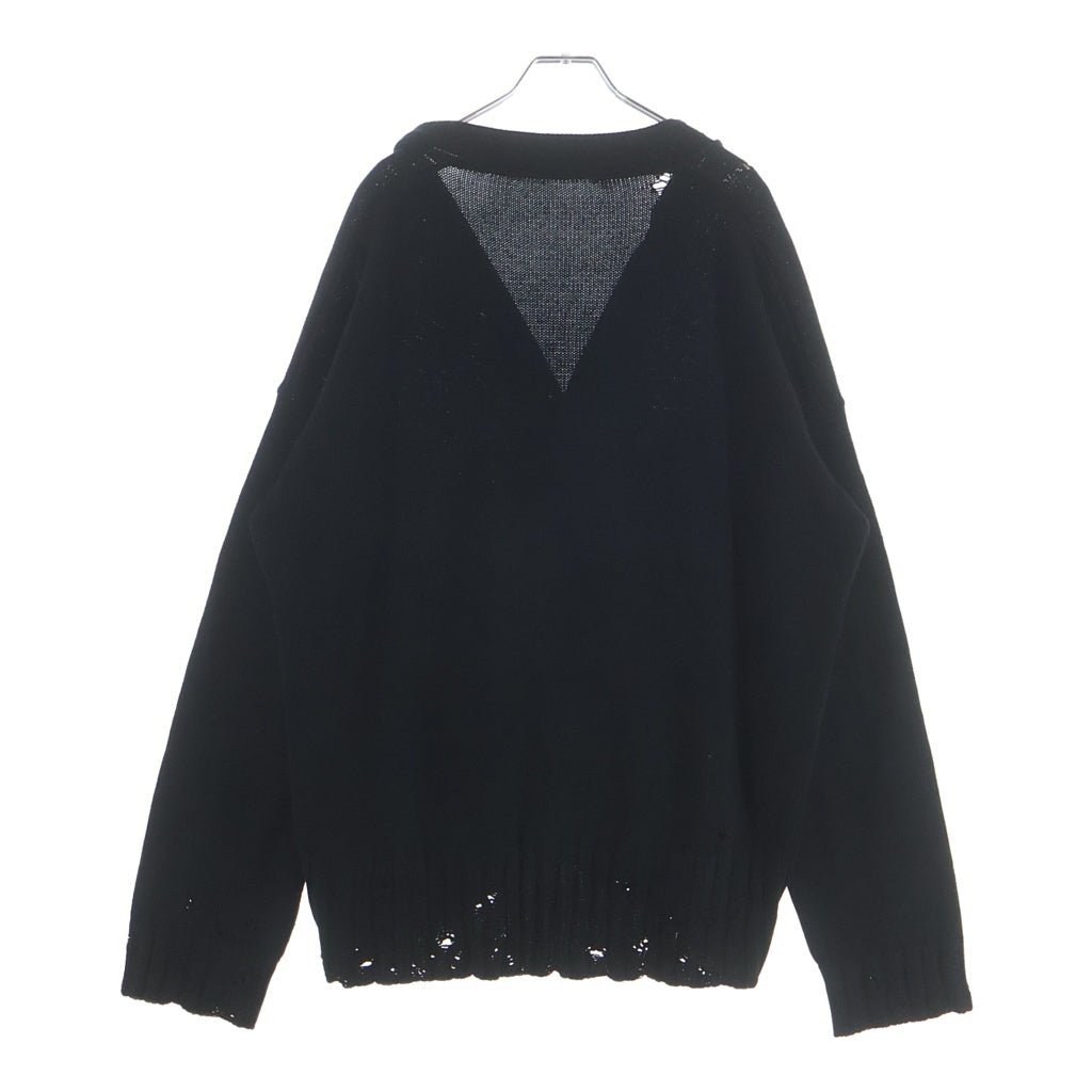 MARNI(マルニ) 25SS ダメージ加工 Vネックコットンカーディガン CDMG0136A0 ブラック