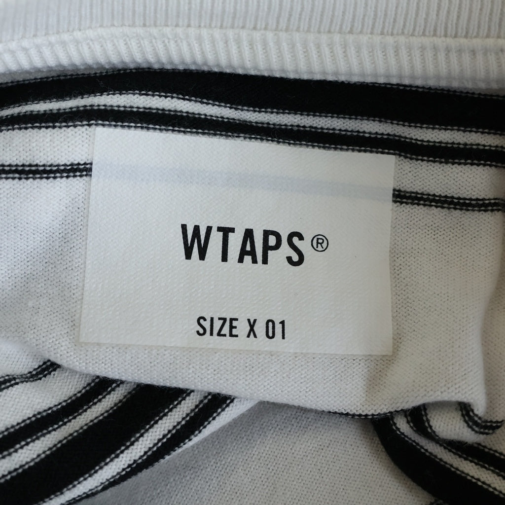 WTAPS(ダブルタップス) 22AW Bdy 01 / LS / Cotton. Textile ボーダー長袖Tシャツ ロンT ホワイト 222ATDT-CSM13
