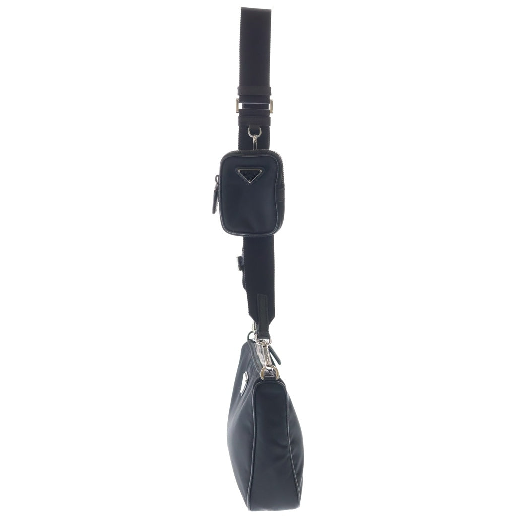 PRADA(プラダ) Re-Nylon Shoulder Bag リナイロン トライアングルロゴ ポーチ付きショルダーバッグ ブラック 2VH113 レディース