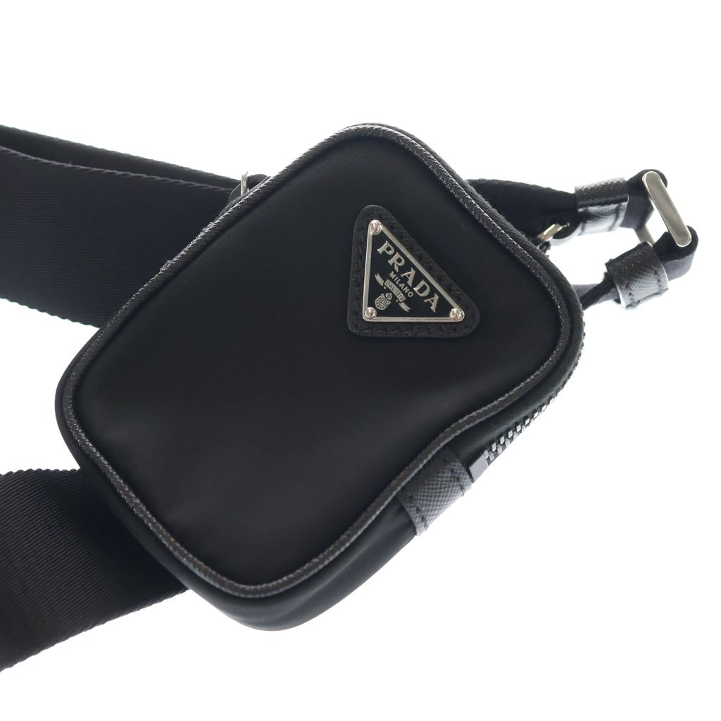PRADA(プラダ) Re-Nylon Shoulder Bag リナイロン トライアングルロゴ ポーチ付きショルダーバッグ ブラック 2VH113 レディース