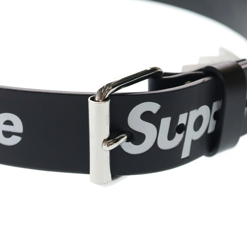 SUPREME(シュプリーム) 24SS Repeat Leather Belt Black リピート ロゴプリント レザーベルト ブラック