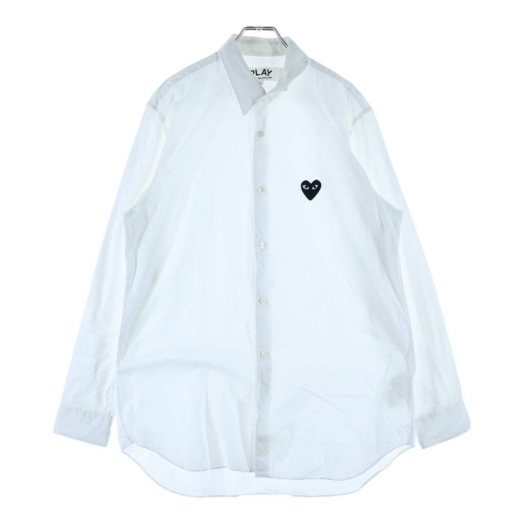 PLAY COMME des GARCONS(プレイコムデギャルソン) L/S Shirt ロゴ刺繍 長袖シャツ ホワイト AZ-B004