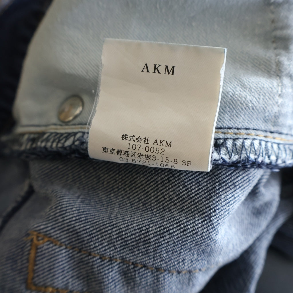 AKM(エーケーエム) 22SS PATCH WORK 5 POCKET PANTS ダメージ加工 スキニーデニムパンツ インディゴ CNU171