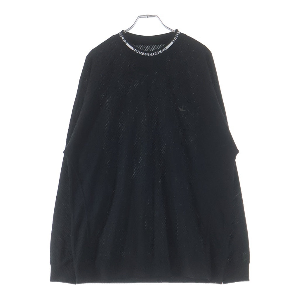 1 PIU 1 UGUALE 3 RELAX(ウノピゥウノウグァーレトレ) 113 SPORT TECHNICAL MESH BLACK LOOSE FIT CREW メッシュ長袖Tシャツ ロンT ブラック TM716-TM06-99