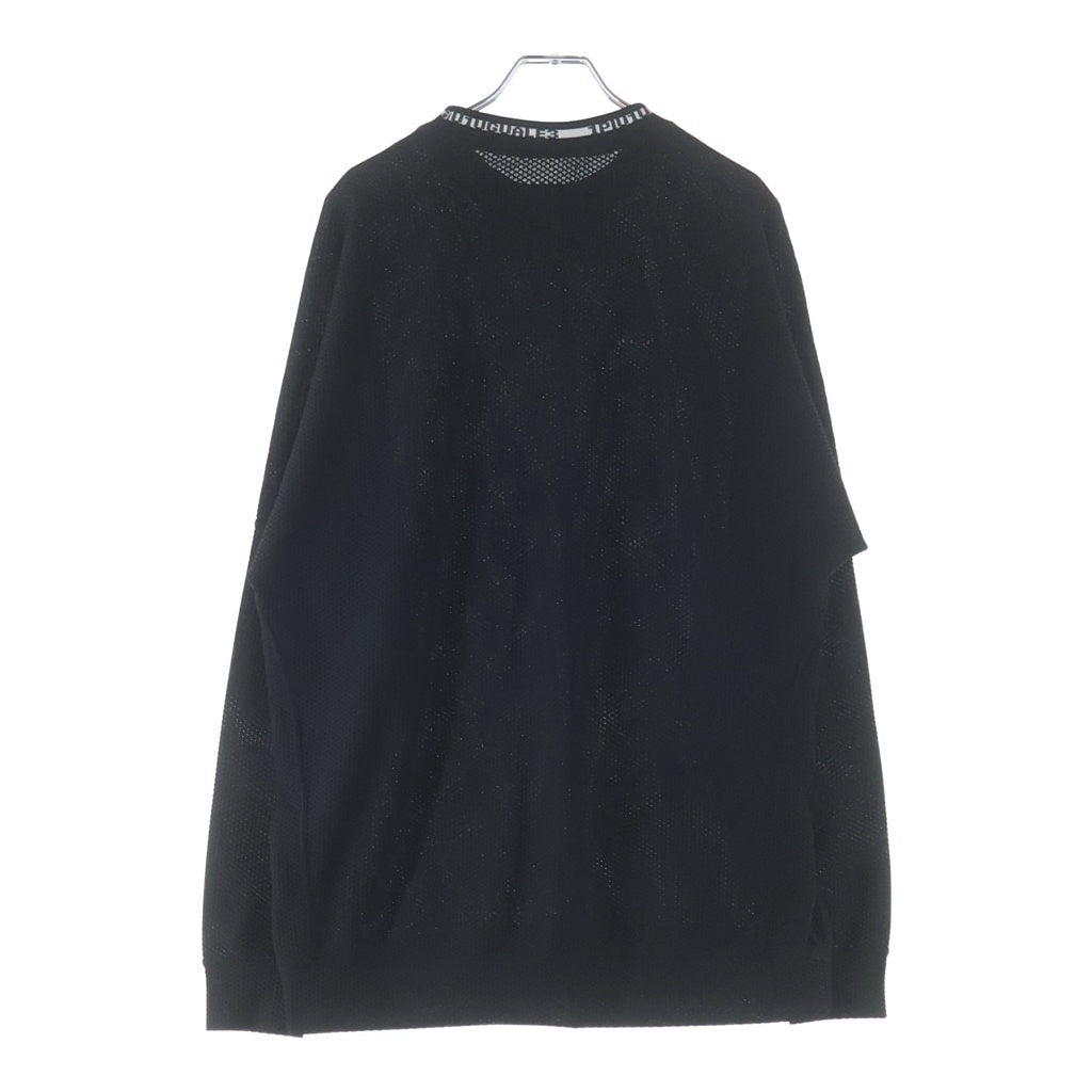 1 PIU 1 UGUALE 3 RELAX(ウノピゥウノウグァーレトレ) 113 SPORT TECHNICAL MESH BLACK LOOSE FIT CREW メッシュ長袖Tシャツ ロンT ブラック TM716-TM06-99