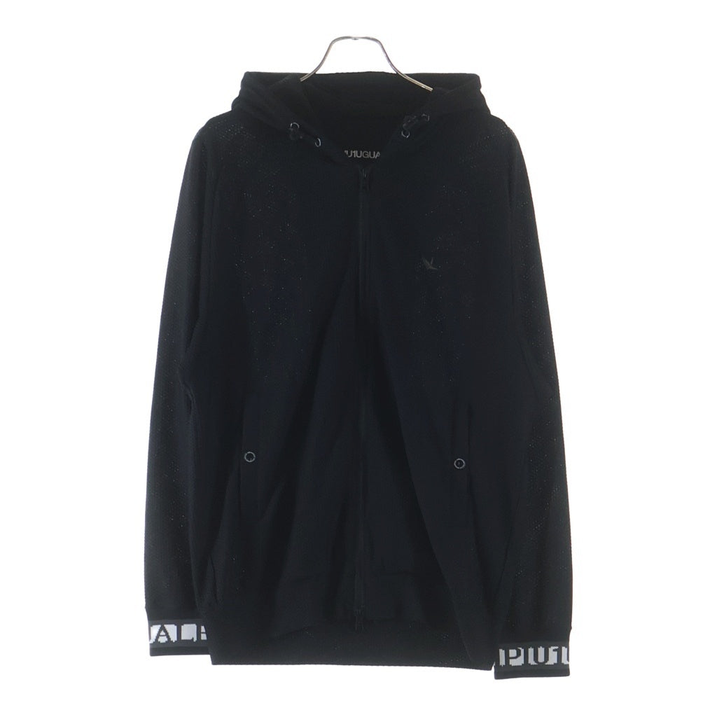 1 PIU 1 UGUALE 3 RELAX(ウノピゥウノウグァーレトレ) 113 SPORT TECHNICAL MESH BLACK ZIP UP PARKA メッシュジップアップパーカー フーディー ブラック TM713-TM06-99
