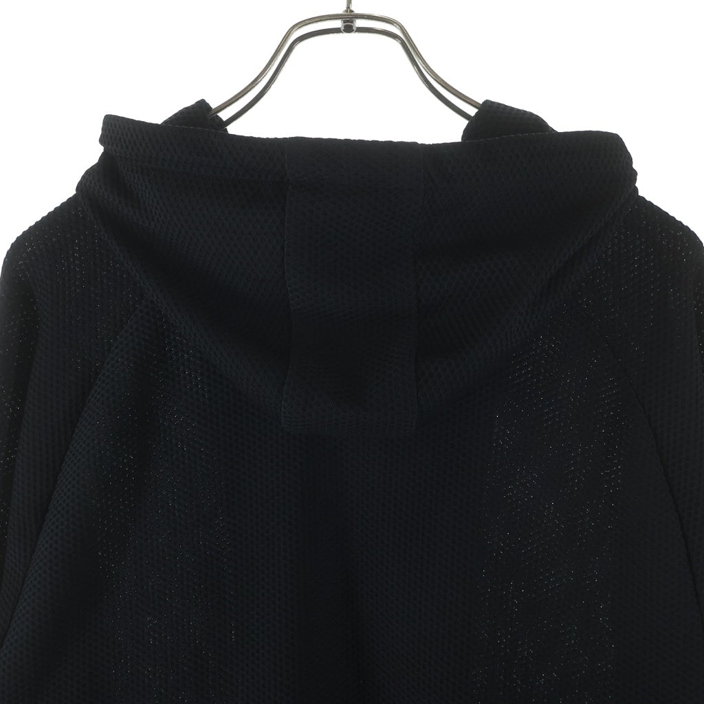 1 PIU 1 UGUALE 3 RELAX(ウノピゥウノウグァーレトレ) 113 SPORT TECHNICAL MESH BLACK ZIP UP PARKA メッシュジップアップパーカー フーディー ブラック TM713-TM06-99