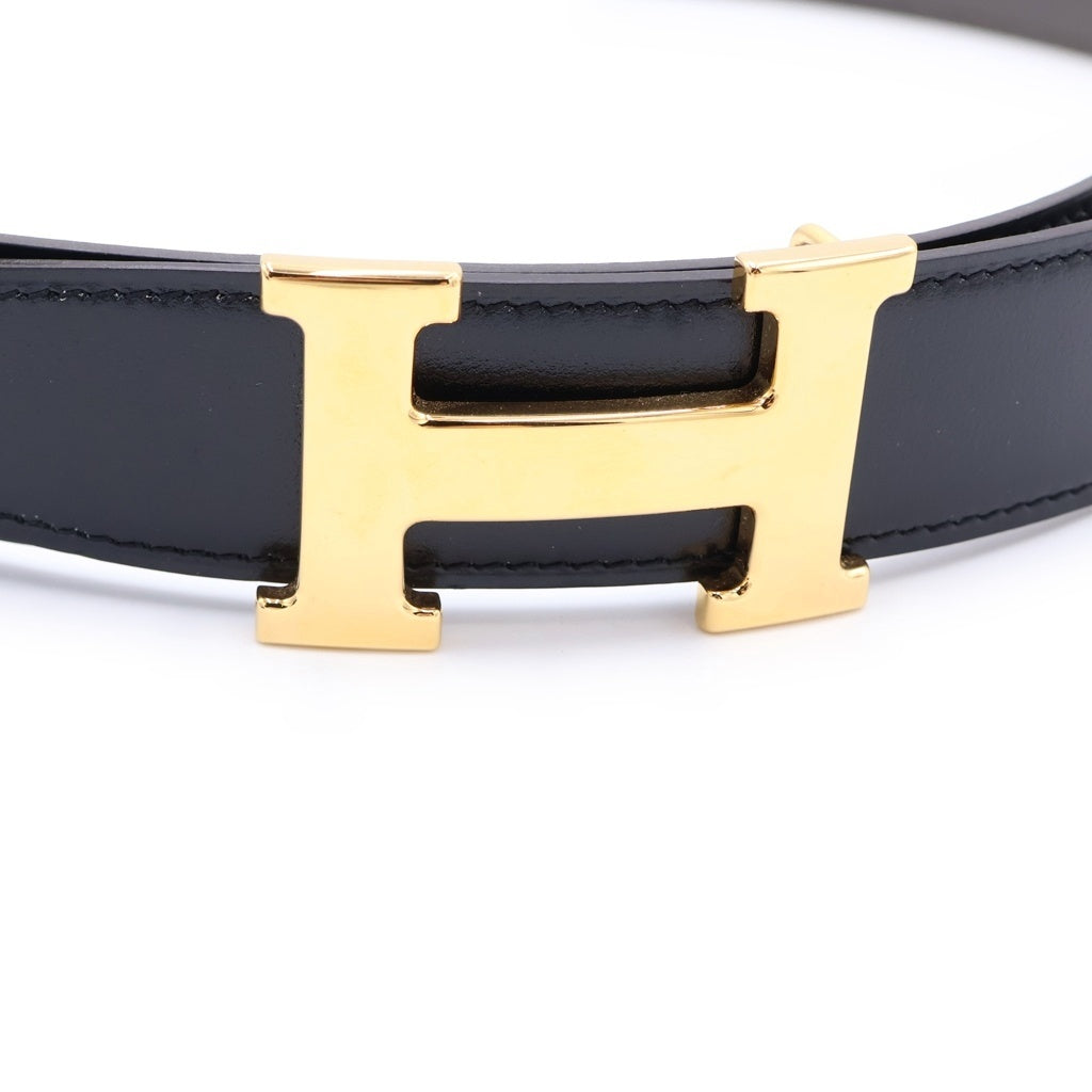 HERMES(エルメス) コンスタンス H リバーシブルレザーベルト ブラック/グレー B刻印 レディース