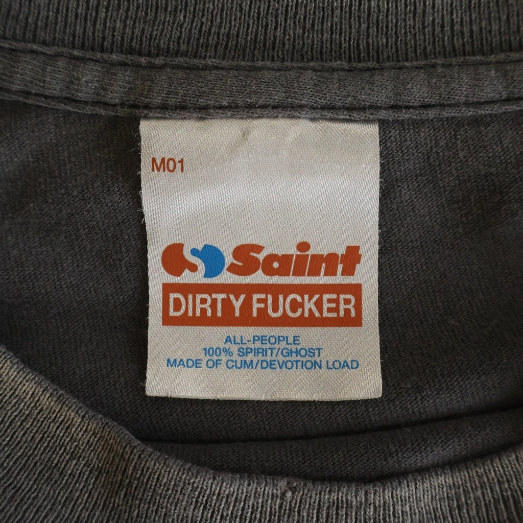 SAINT MICHAEL(セントマイケル) 25AW SS TEE FIST ダメージ加工 半袖Tシャツ グレー SM-HR1-0000-001
