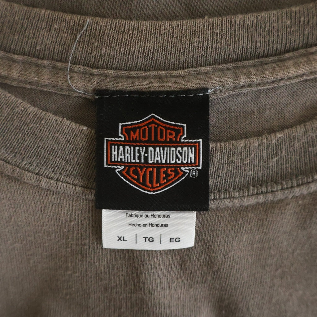 HARLEY DAVIDSON(ハーレーダビッドソン) BAR & SHIELD L/S TEE バーアンドシールド 袖ロゴプリント ロングスリーブ長袖Tシャツ ブラウン