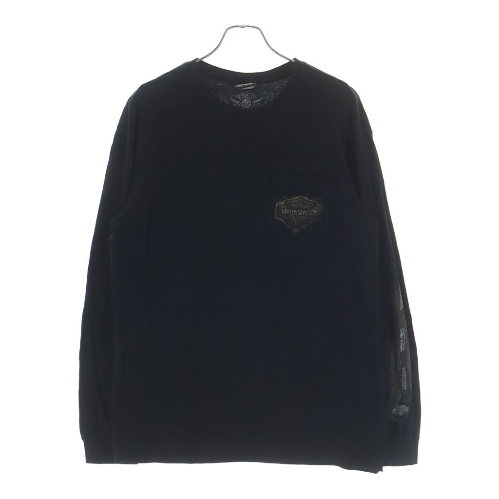 HARLEY DAVIDSON(ハーレーダビッドソン) BAR & SHIELD POCKET L/S TEE バーアンドシールド ロングスリーブ長袖ポケットTシャツ ブラック