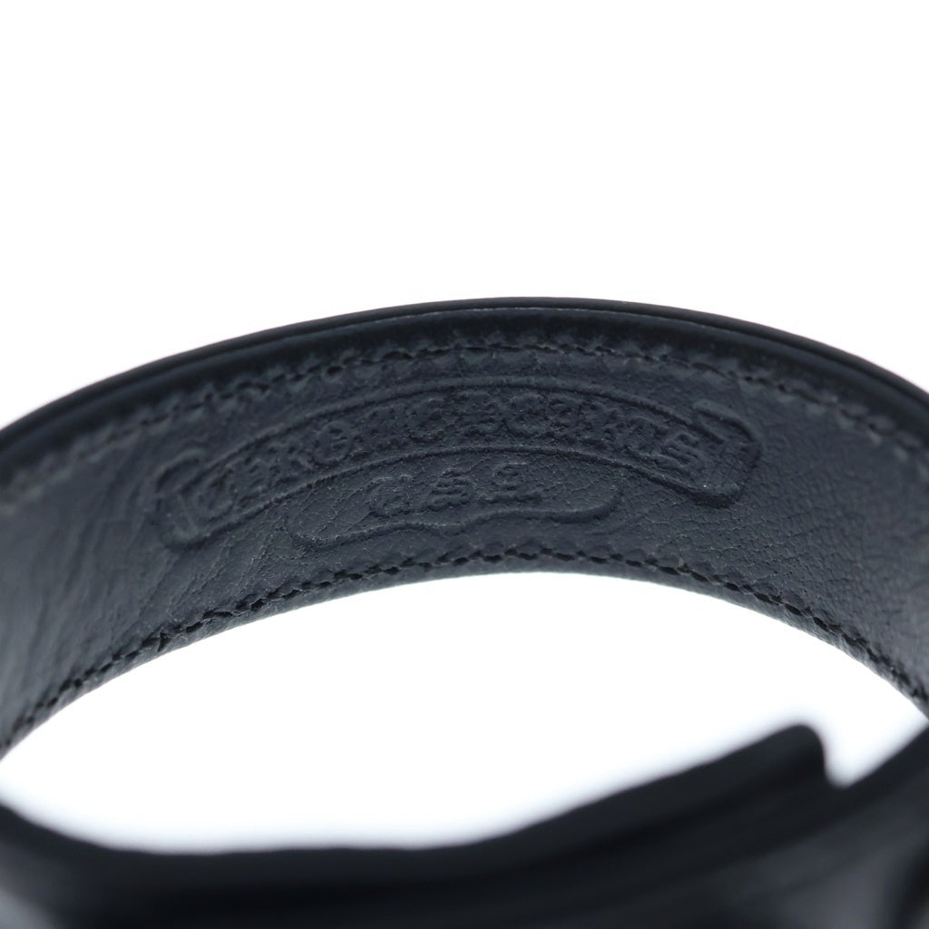 CHROME HEARTS(クロムハーツ) 3BTN 2SNP クロスボール 3ボタン2スナップ レザーブレスレット ブラック/シルバー BCA123