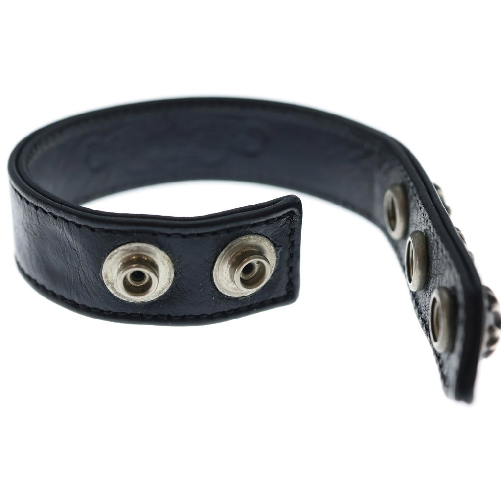 CHROME HEARTS(クロムハーツ) 3BTN 2SNP クロスボール 3ボタン2スナップ レザーブレスレット ブラック/シルバー BCA123