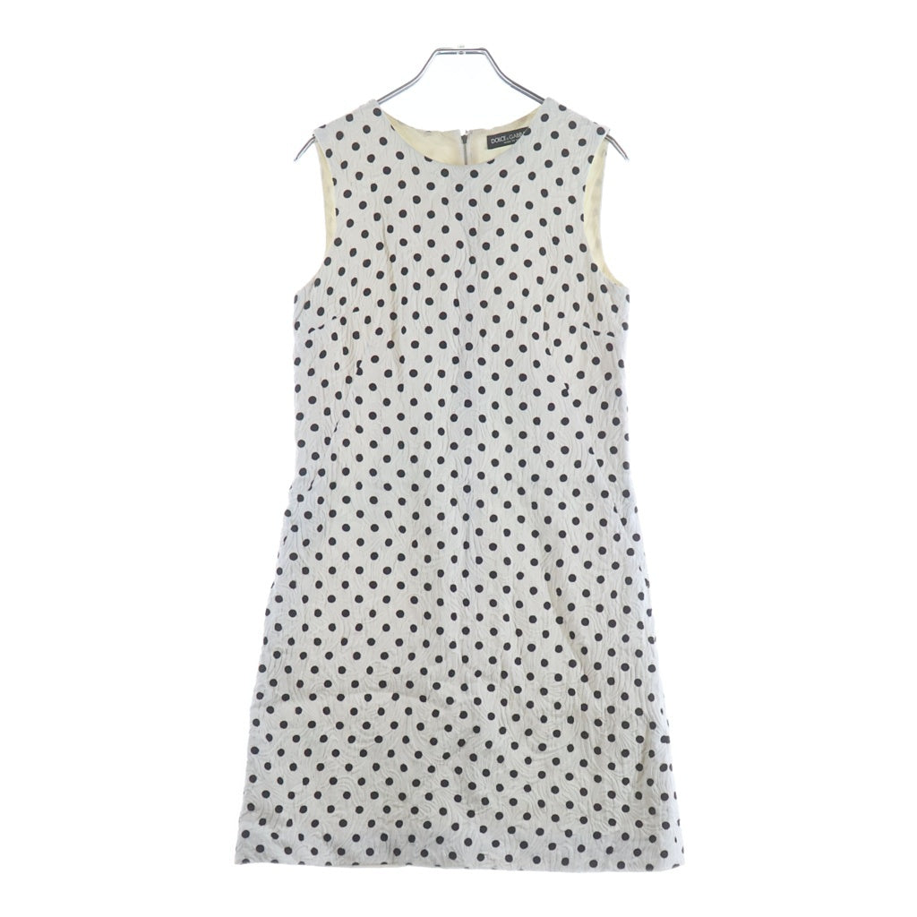 DOLCE & GABBANA(ドルチェアンドガッバーナ) Rayon Onepeace 総柄 ドット レーヨンワンピース ドレス ホワイト レディース FAB146 A49Q