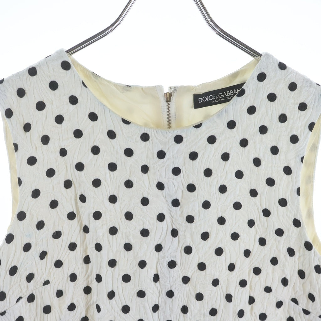 DOLCE & GABBANA(ドルチェアンドガッバーナ) Rayon Onepeace 総柄 ドット レーヨンワンピース ドレス ホワイト レディース FAB146 A49Q