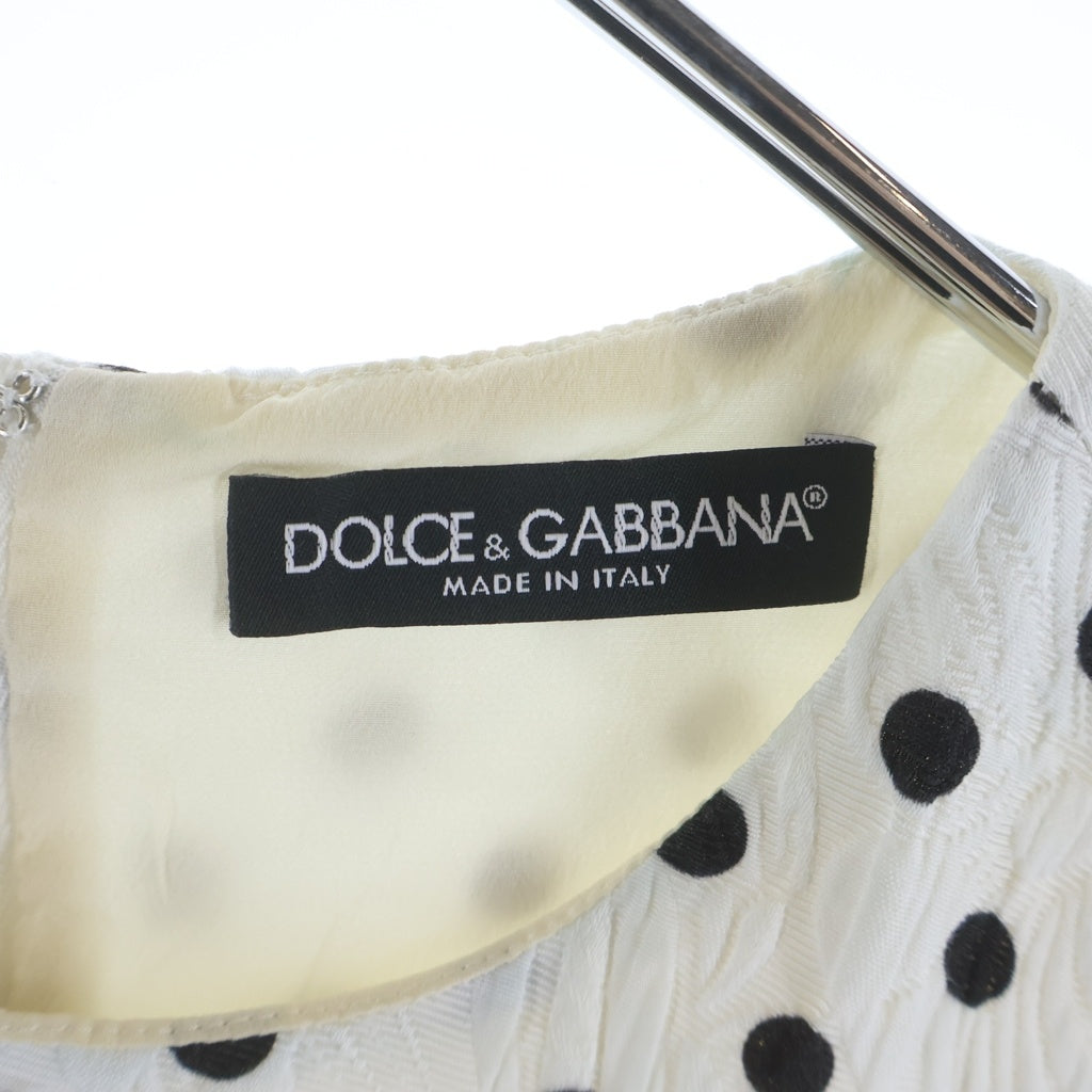 DOLCE & GABBANA(ドルチェアンドガッバーナ) Rayon Onepeace 総柄 ドット レーヨンワンピース ドレス ホワイト レディース FAB146 A49Q
