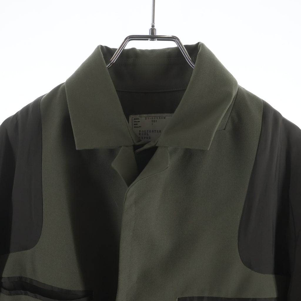 Sacai(サカイ) 21AW SUITING JACKET 21-02550M スーティング ジャケット ドッキングシャツジャケット カーキ